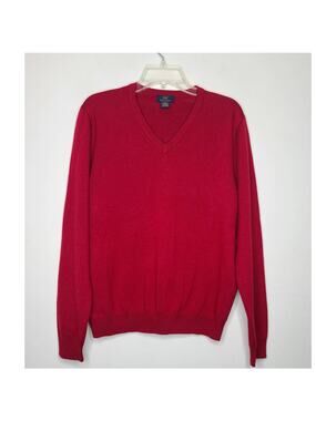 Brooks Brothers 346 red merino wool v-neck sweater - medium